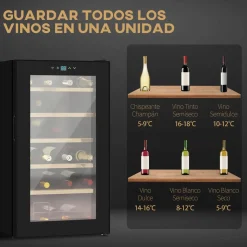 Vinoteca Homcom 65L 24 botellas 5-20ºC G negro 75 cm