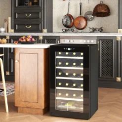 Vinoteca Homcom 65L 24 botellas 5-20ºC G negro 75 cm