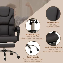 Vinsetto silla de oficina con 6 puntos de masaje silla de escrito