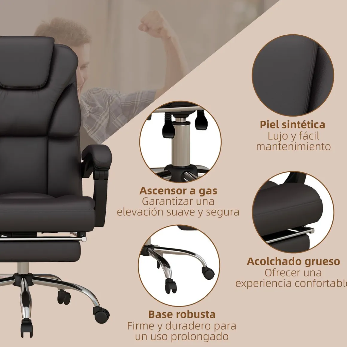 Vinsetto silla de oficina con 6 puntos de masaje silla de escrito