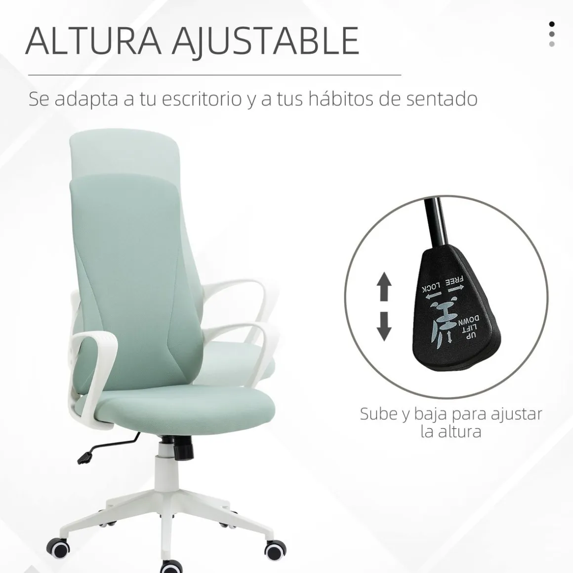 Vinsetto silla de oficina giratoria altura ajustable silla de escritorio para adolescente - base