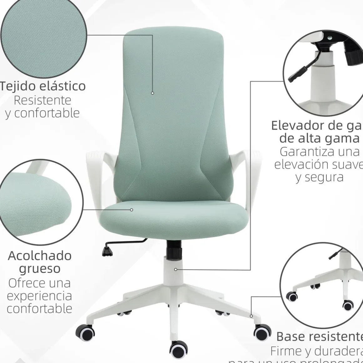 Vinsetto silla de oficina giratoria altura ajustable silla de escritorio para adolescente - base