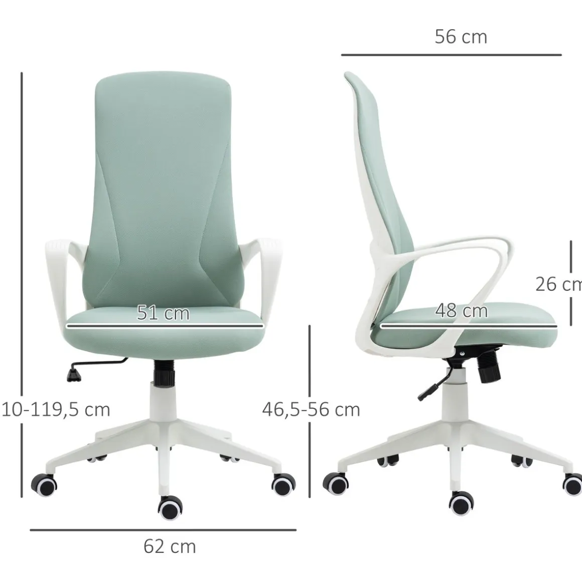 Vinsetto silla de oficina giratoria altura ajustable silla de escritorio para adolescente - base