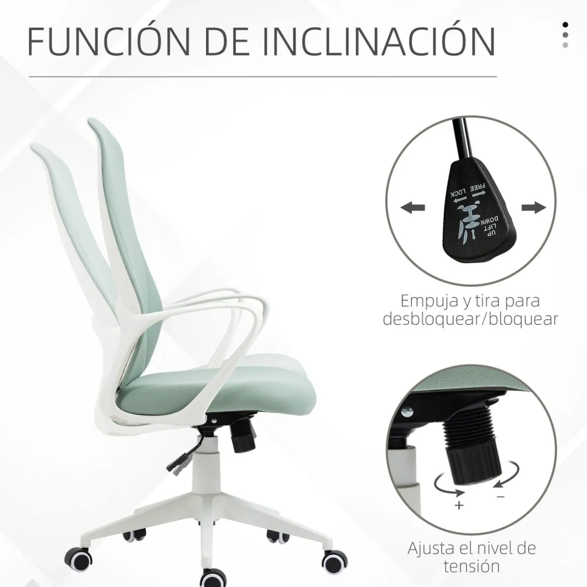 Vinsetto silla de oficina giratoria altura ajustable silla de escritorio para adolescente - base