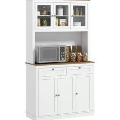 Vitrina Daisy Homcom 2 armarios superiores + 2 cajones + 2 armarios inferiores blanco 180x100x40 cm