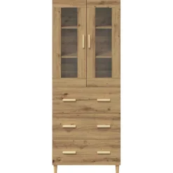 Vitrina Meryem 2 puertas + 3 cajones natural 180x69,5x34 cm
