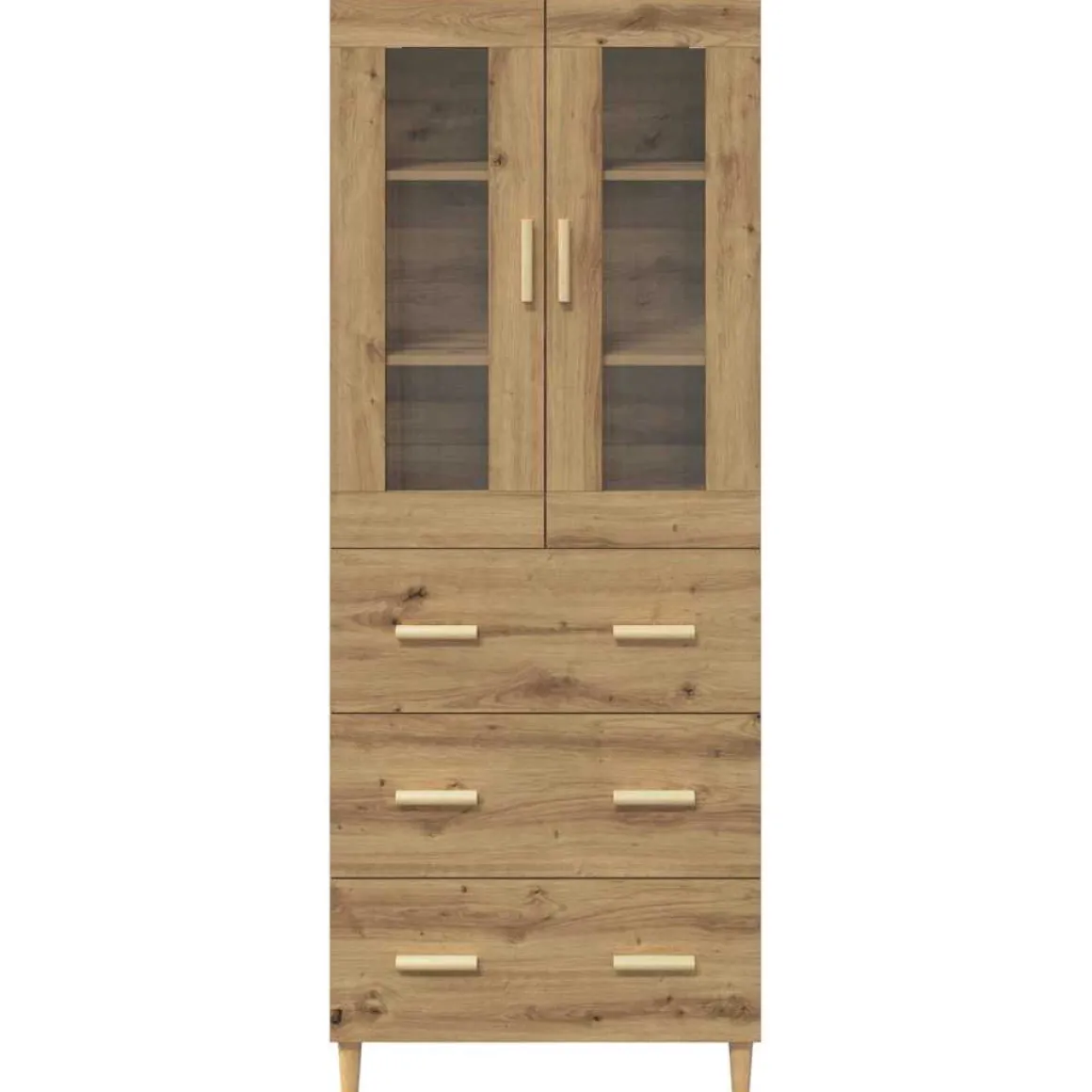 Vitrina Meryem 2 puertas + 3 cajones natural 180x69,5x34 cm