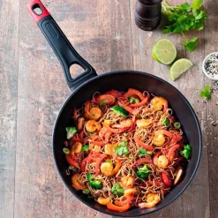 Wok Óptima+ Pyrex aluminio forjado antiadherente negro Ø28 cm