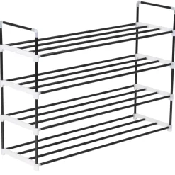Zapatero 4 estantes estructura tubular negro 74x91x29 cm