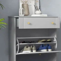 Zapatero Afternoon Homcom cajón con 2 puertas gris 98,5x60x23,5 cm