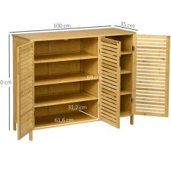 Zapatero Akira Homcom 3 puertas natural 80x100x35 cm