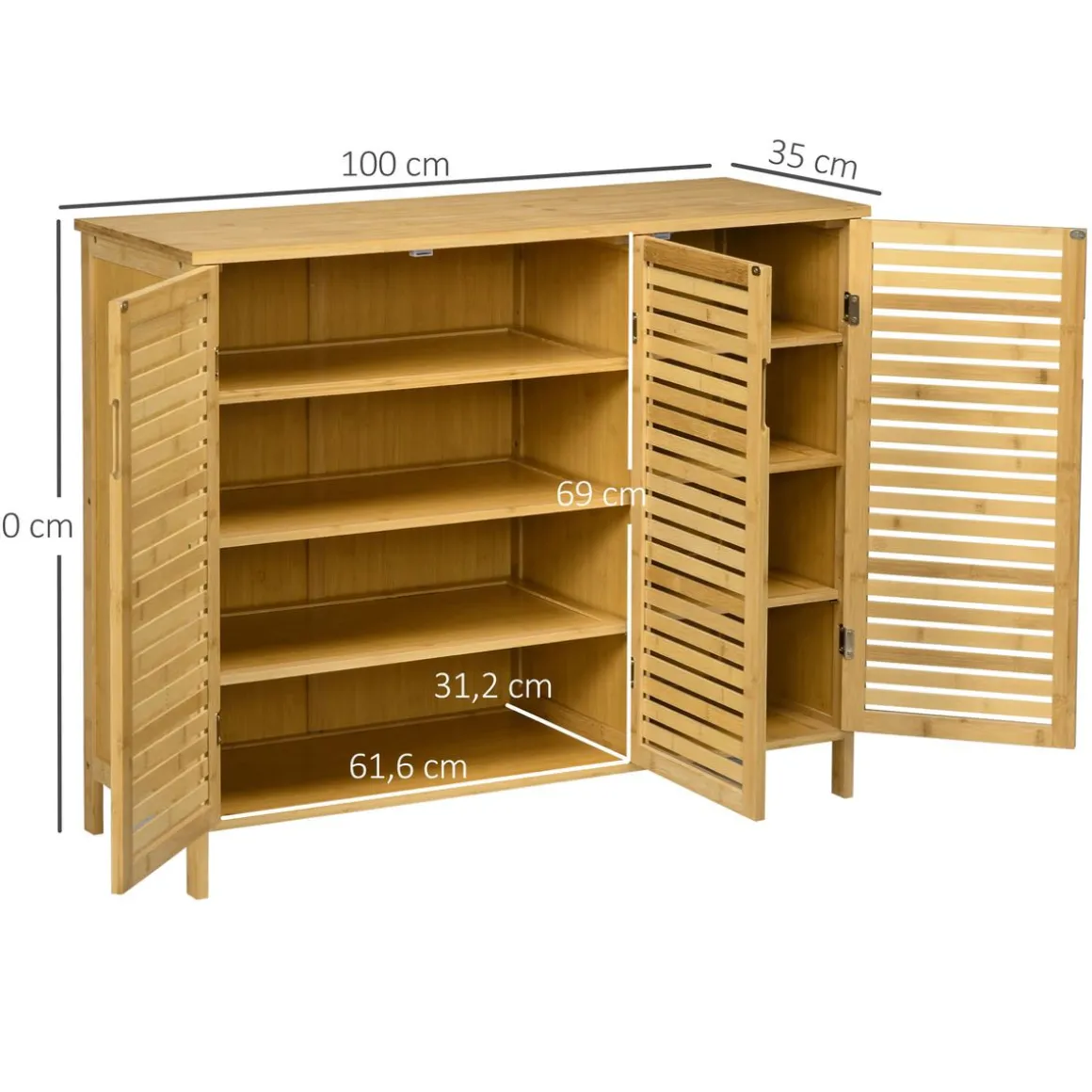 Zapatero Akira Homcom 3 puertas natural 80x100x35 cm