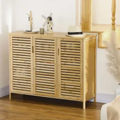 Zapatero Akira Homcom 3 puertas natural 80x100x35 cm