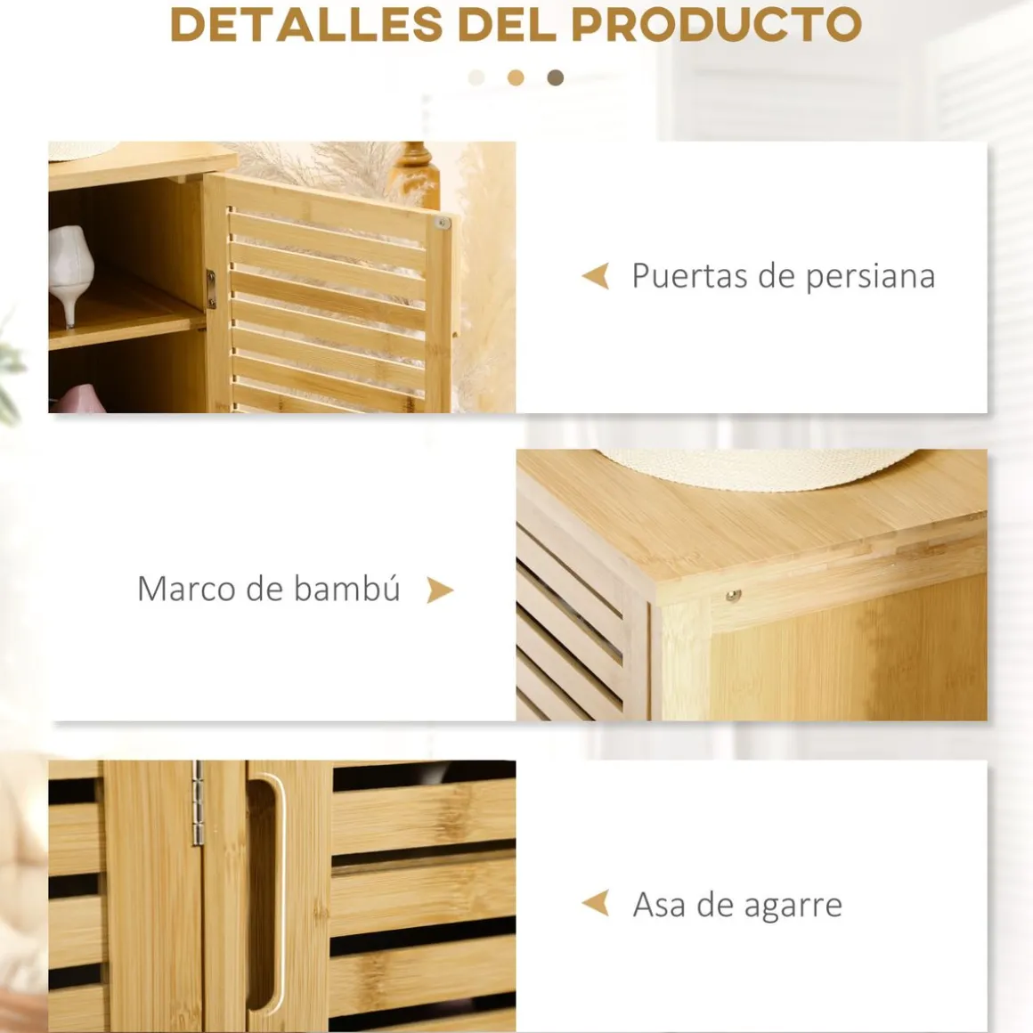 Zapatero Akira Homcom 3 puertas natural 80x100x35 cm