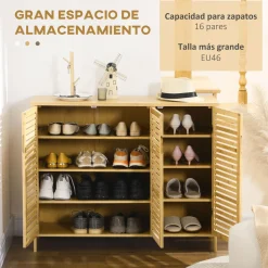 Zapatero Akira Homcom 3 puertas natural 80x100x35 cm