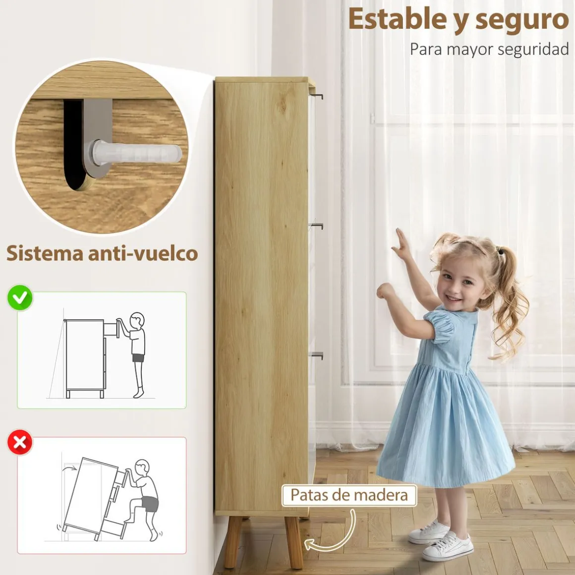 Zapatero Axis Homcom puertas abatibles blanco/natural 91x60x24 cm