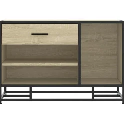 Zapatero Bench banco con cajón y compartimentos natural/negro 53,5x80x40 cm