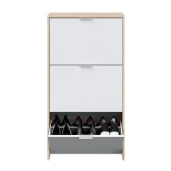 Zapatero Caprizzio 3 puertas roble/blanco 113x60x22 cm