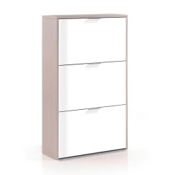 Zapatero Caprizzio 3 puertas roble/blanco 113x60x22 cm