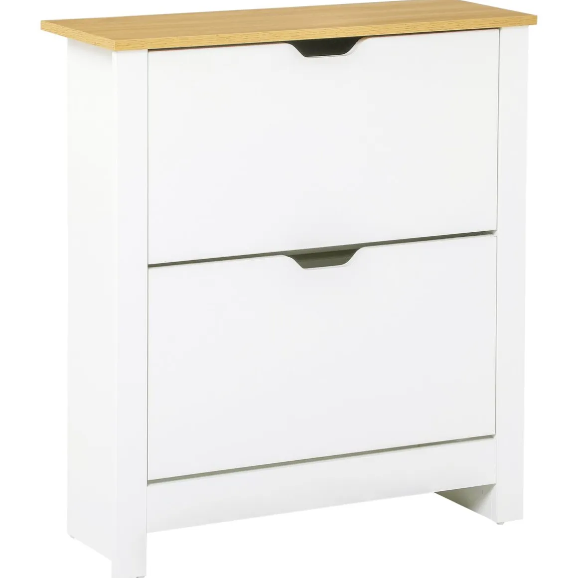 Zapatero Carmen Homcom 2 cajones abatibles blanco/natural 80x72x26 cm
