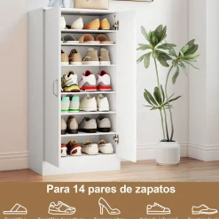 Zapatero Colibrí Homcom 6 estantes interiores 14 pares blanco 108x55x35 cm