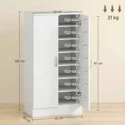 Zapatero Colibrí Homcom 6 estantes interiores 14 pares blanco 108x55x35 cm