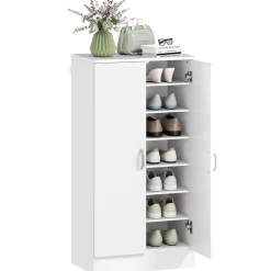 Zapatero Colibrí Homcom 6 estantes interiores 14 pares blanco 108x55x35 cm