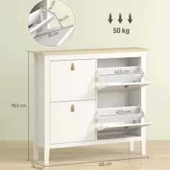 Zapatero Colibrí Homcom puertas abatibles blanco/natural