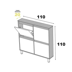 Zapatero Dewe 4 puertas abatibles blanco/natural 110x110x20 cm
