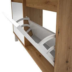 Zapatero Dewe 4 puertas abatibles blanco/natural 110x110x20 cm