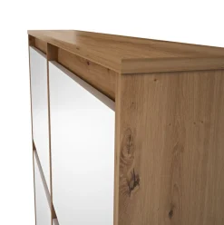 Zapatero Dewe 4 puertas abatibles blanco/natural 110x110x20 cm