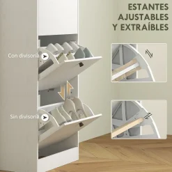 Zapatero Emue Homcom de 3 cajones blanco 115x47x28 cm