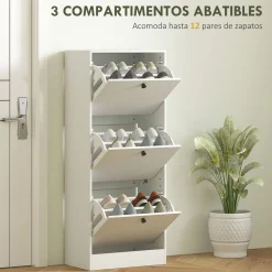 Zapatero Emue Homcom de 3 cajones blanco 115x47x28 cm