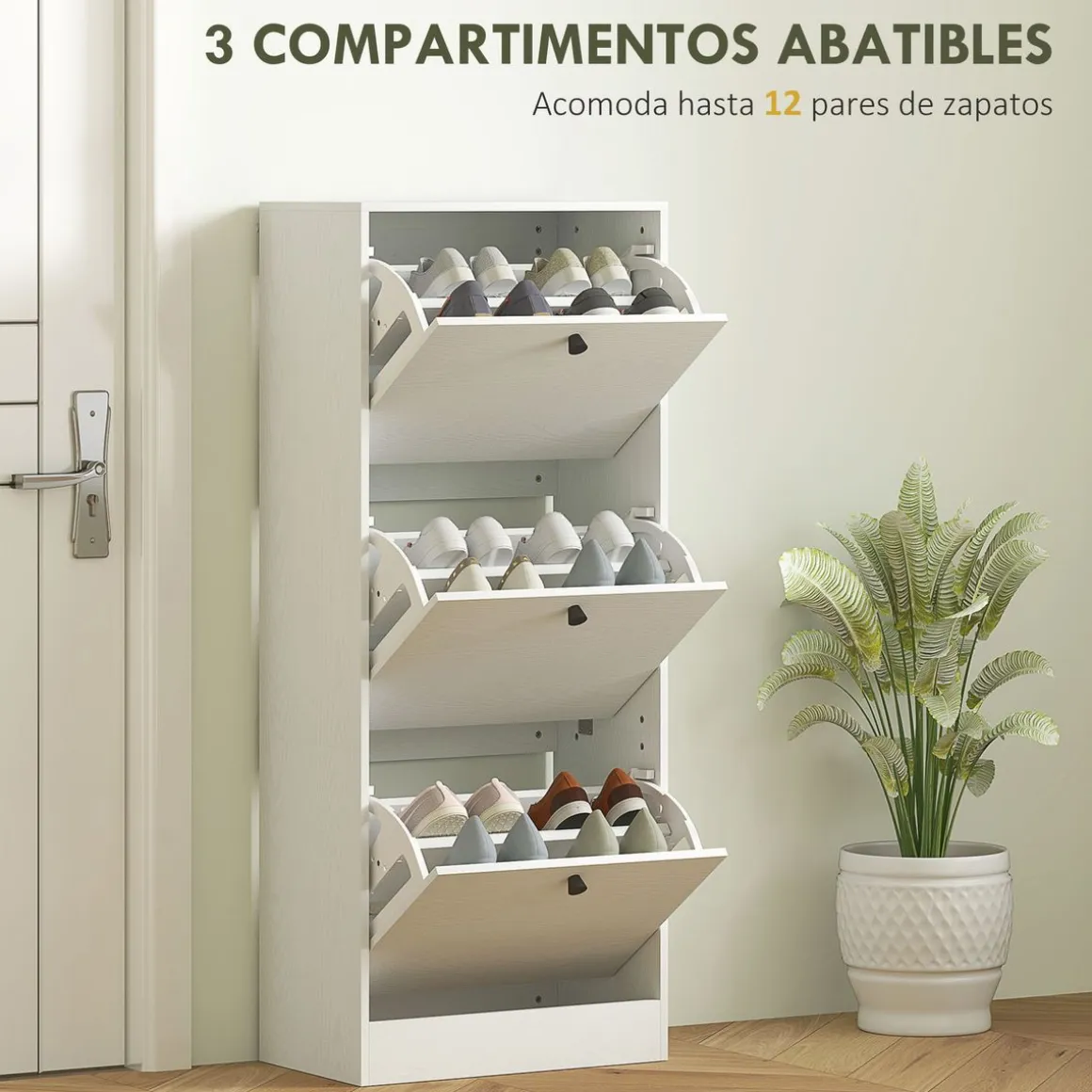Zapatero Emue Homcom de 3 cajones blanco 115x47x28 cm