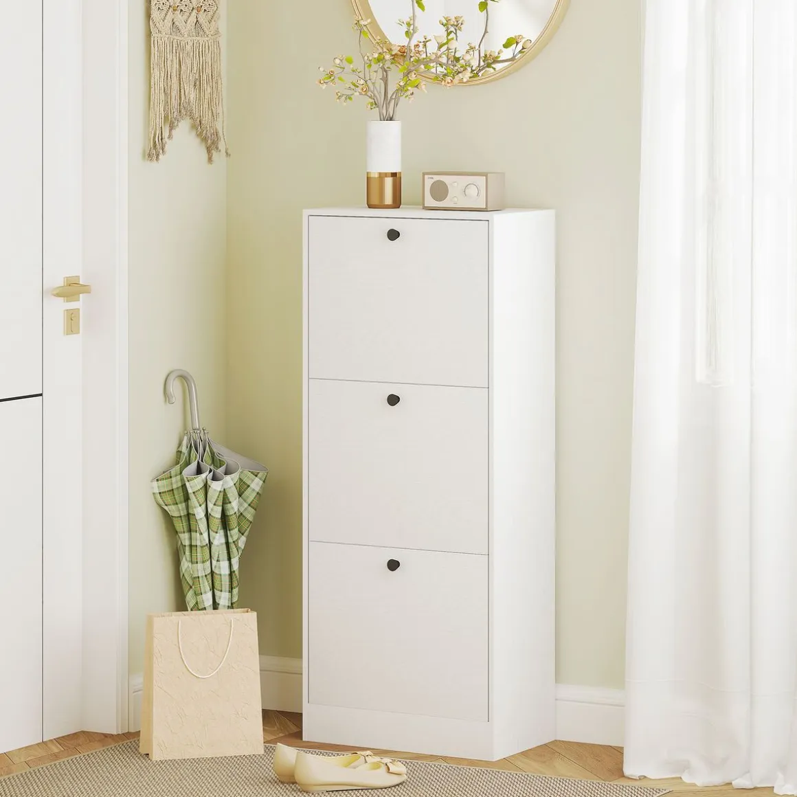 Zapatero Emue Homcom de 3 cajones blanco 115x47x28 cm