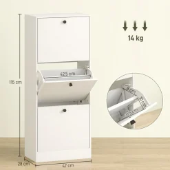 Zapatero Emue Homcom de 3 cajones blanco 115x47x28 cm
