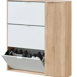 Zapatero Fifo 4 puertas roble canadian/blanco 115x106x22 cm