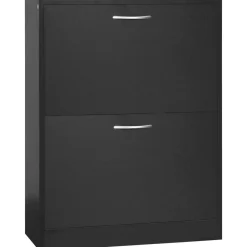 Zapatero Heracles Homcom 2 puertas 8 pares de zapatos negro 80x60x24 cm