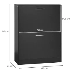 Zapatero Heracles Homcom 2 puertas 8 pares de zapatos negro 80x60x24 cm
