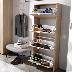Zapatero Jazz 4 baldas natural 149x60,9x25,2 cm