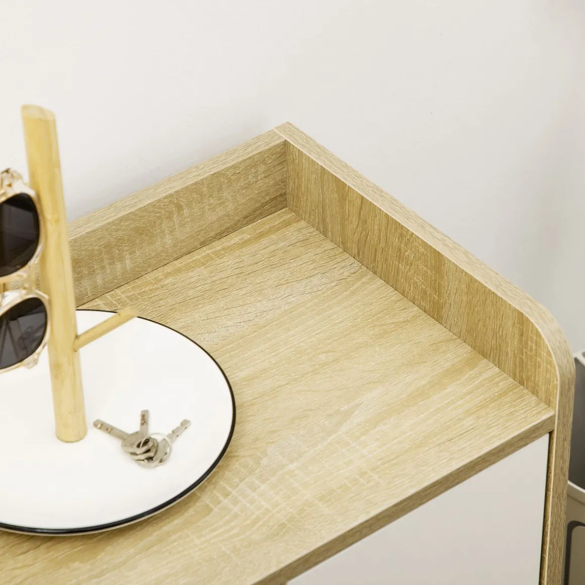 Zapatero Kalos Homcom 2 puertas + 5 estantes 13 pares natural/blanco 80x80x30 cm