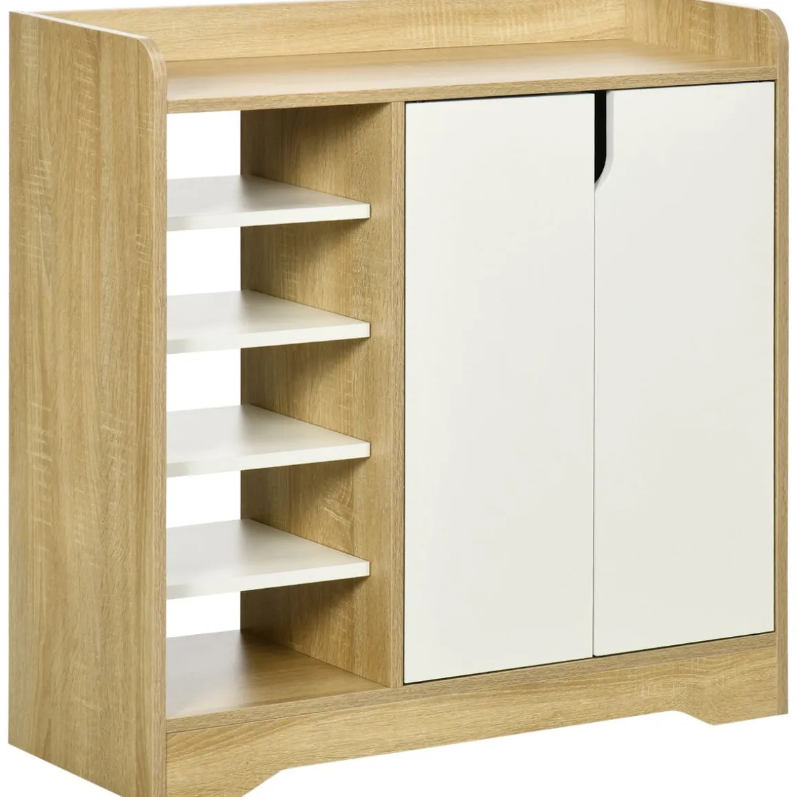 Zapatero Kalos Homcom 2 puertas + 5 estantes 13 pares natural/blanco 80x80x30 cm
