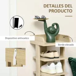 Zapatero Kaori Homcom 7 niveles 6 pares natural 104x32x30 cm