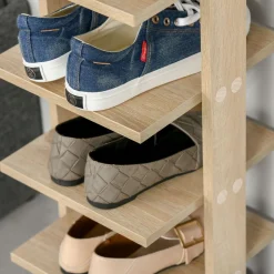 Zapatero Kaori Homcom 7 niveles 6 pares natural 104x32x30 cm