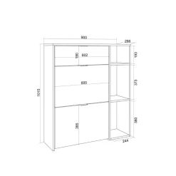 Zapatero Kroma 2 puertas + cajón + 3 estantes derecha 101,5x90x26,6 cm