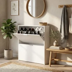 Zapatero Maelys 2 puertas abatibles 12 pares blanco 76x75x22 cm