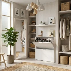 Zapatero Maelys 2 puertas abatibles 12 pares blanco 76x75x22 cm