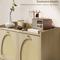 Zapatero Magnolia Homcom 4 puertas 16 pares natural 88x104,5x88 cm