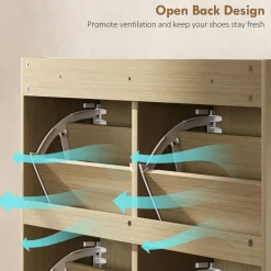 Zapatero Magnolia Homcom 4 puertas 16 pares natural 88x104,5x88 cm