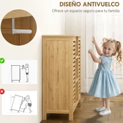 Zapatero Maní Homcom 2 puertas con 3 estantes natural 86x100x33 cm